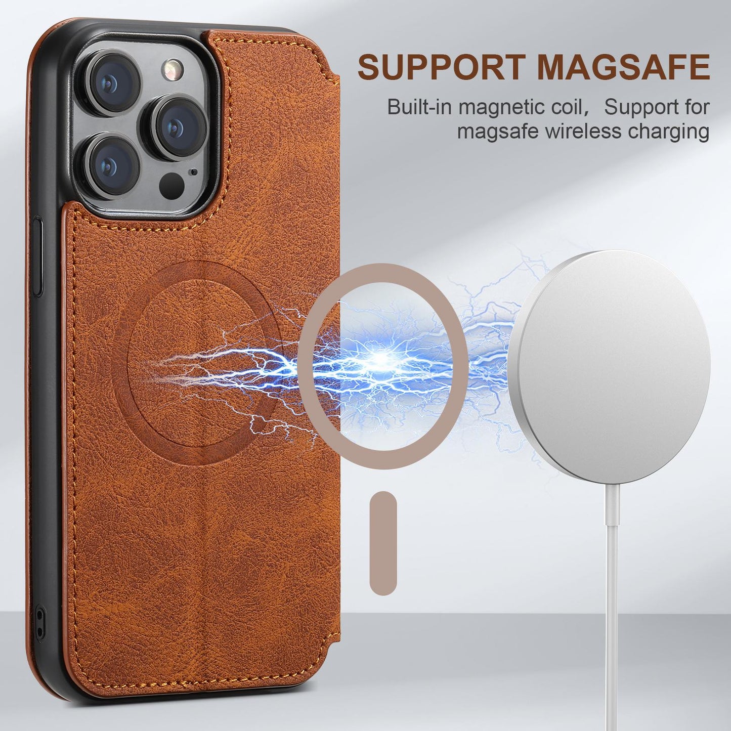 Executive Leather Wallet Case – MagSafe Compatible, Impact Protection