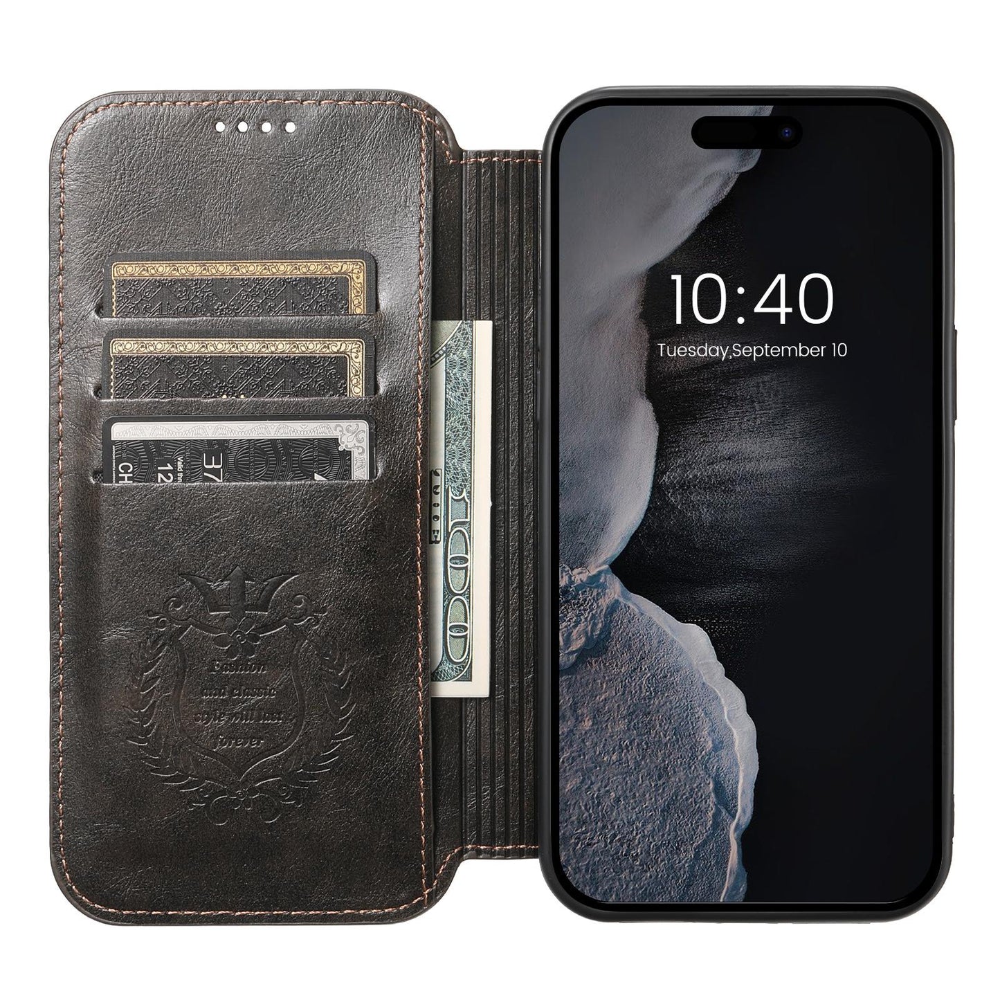 Executive Leather Wallet Case – MagSafe Compatible, Impact Protection