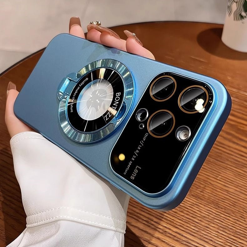 360° Rotatable Magnetic Case with Enhanced Camera Protection and Metal Accents