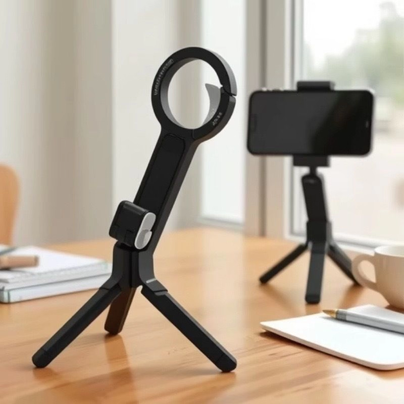 Portable Magnetic Tripod Phone Stand – Carabiner Design for Multi-Function Shooting