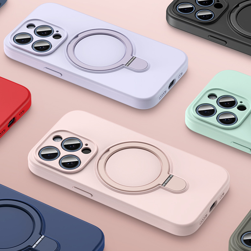 FlexGuard Liquid Silicone Case – Built-in Stand & MagSafe Compatible