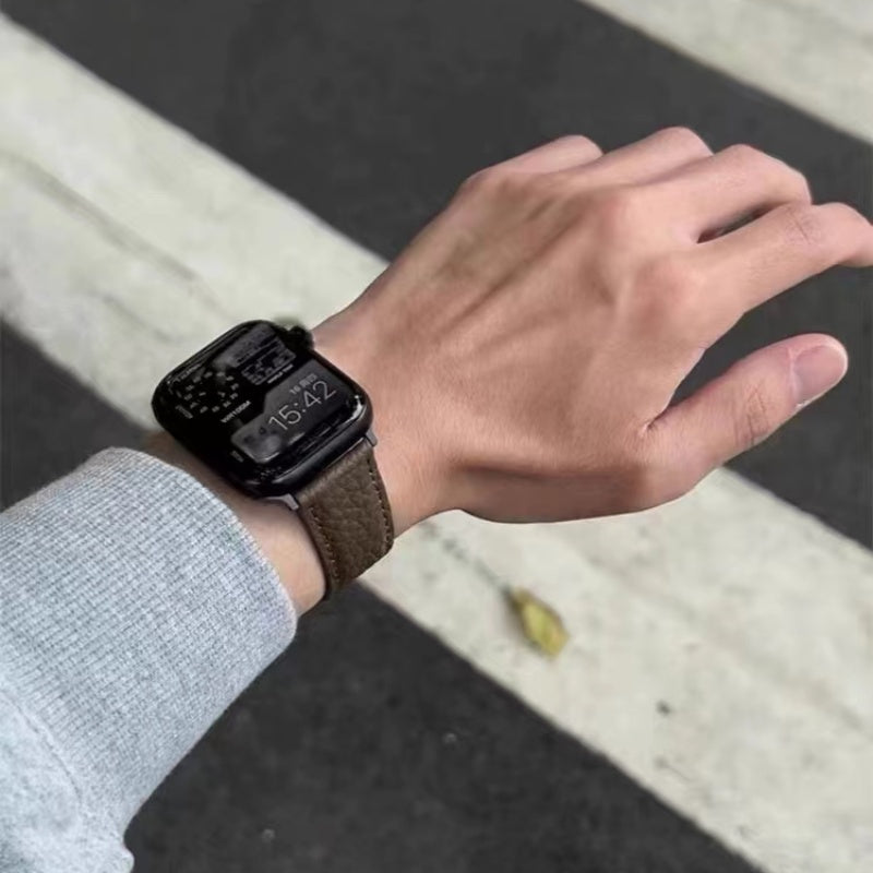 Lychee Pattern Leather Magnetic Buckle for Apple Watch Band