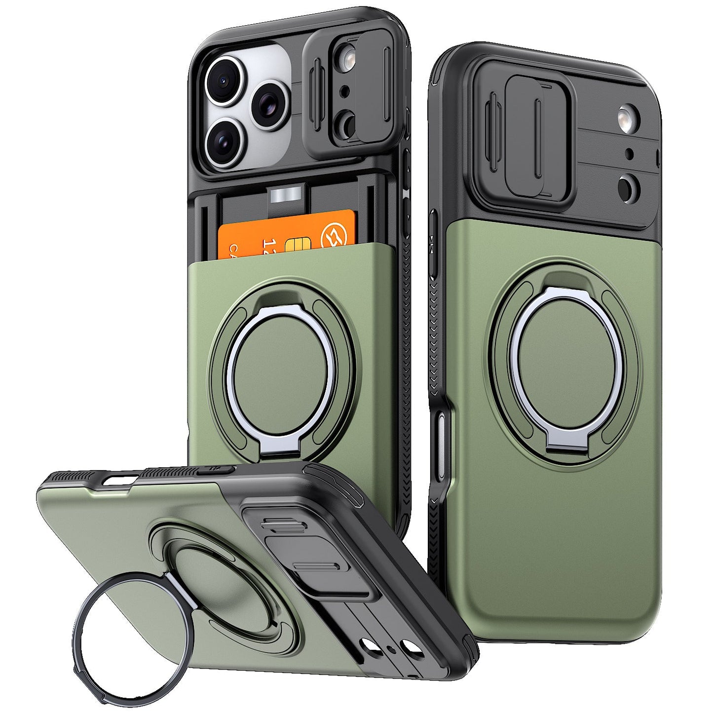 WalletShield Slide Card Holder Case with Magnetic Camera Lens Cover
