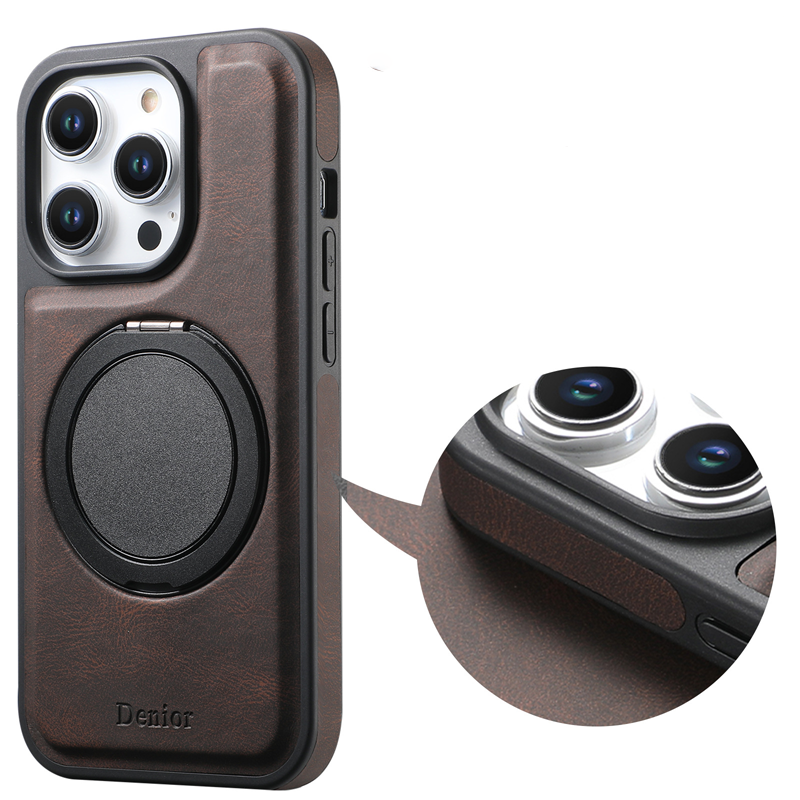 Denior Premium Leather Case – 360° Rotatable Stand & MagSafe Compatible