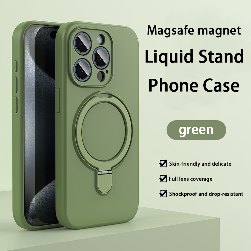 FlexGuard Liquid Silicone Case – Built-in Stand & MagSafe Compatible