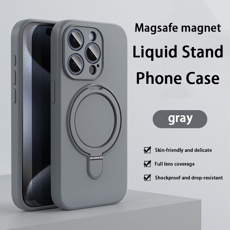 FlexGuard Liquid Silicone Case – Built-in Stand & MagSafe Compatible