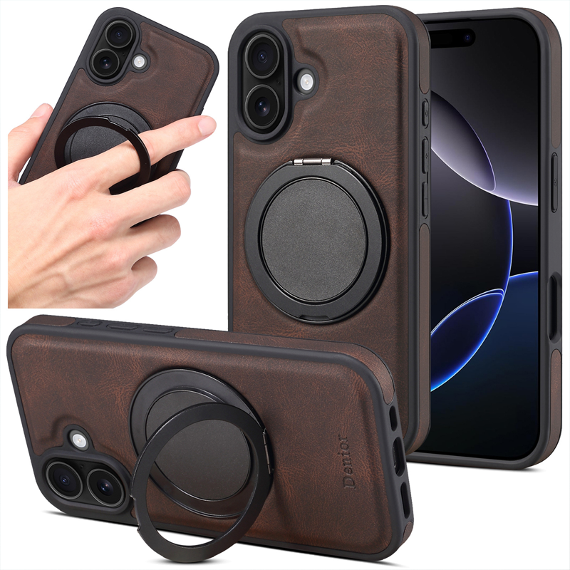 Denior Premium Leather Case – 360° Rotatable Stand & MagSafe Compatible