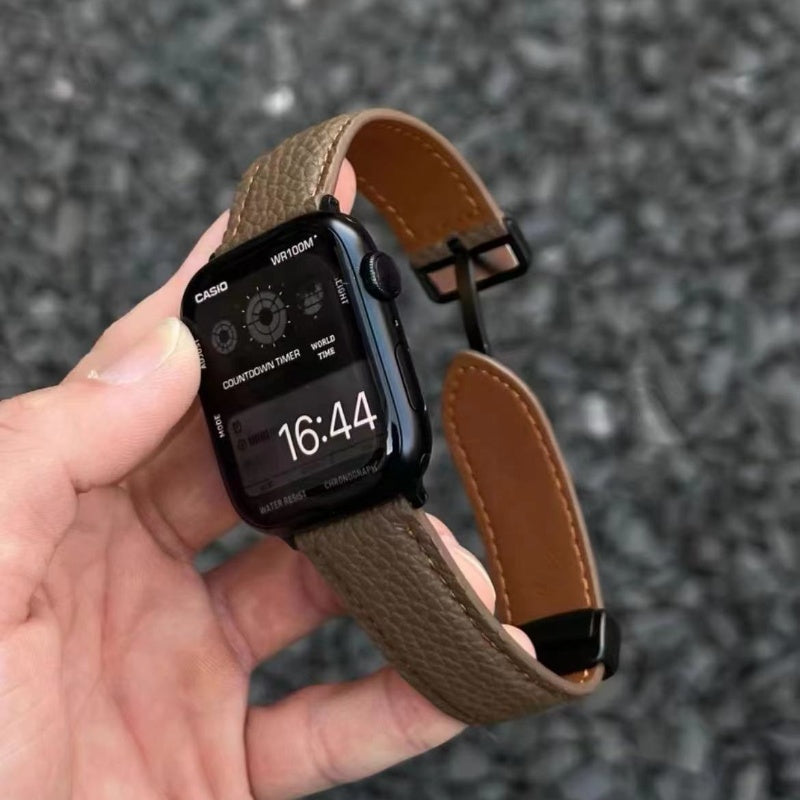 Lychee Pattern Leather Magnetic Buckle for Apple Watch Band