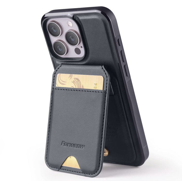 Executive Leather Cardholder Phone Case – Magnetic Charging & Built-In Stand