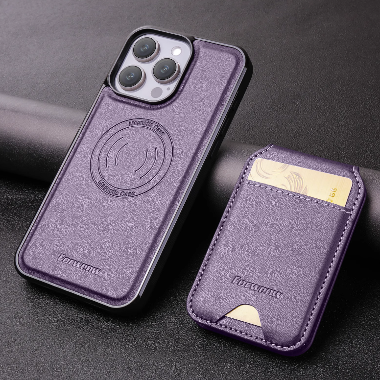 Executive Leather Cardholder Phone Case – Magnetic Charging & Built-In Stand