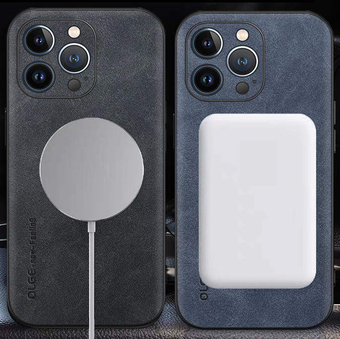 LuxSuede Genuine Leather Case – Slim Design & MagSafe Compatible