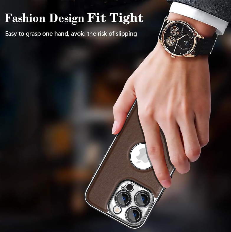 EleganceAura Electroplated Leather Case – MagSafe Compatible