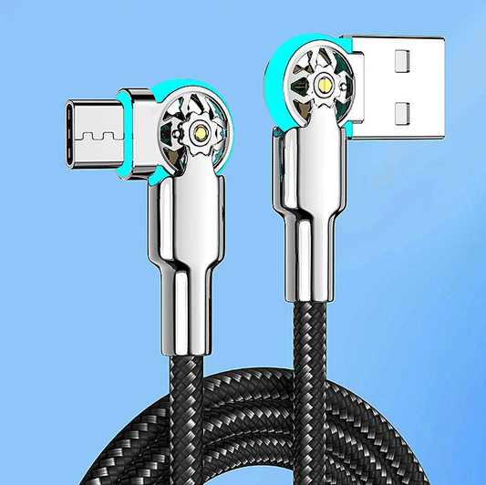 Dual-Head Rotating Charging Cable – With LED Lighting