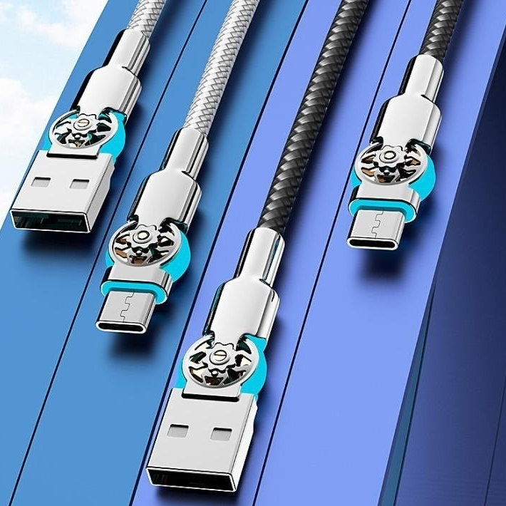 Dual-Head Rotating Charging Cable – With LED Lighting