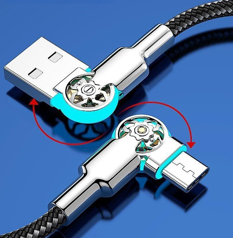 Dual-Head Rotating Charging Cable – With LED Lighting
