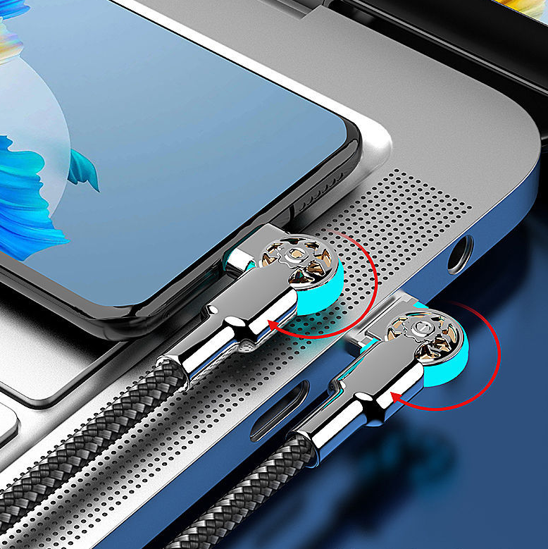 Dual-Head Rotating Charging Cable – With LED Lighting
