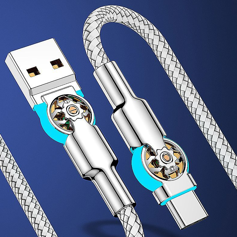 Dual-Head Rotating Charging Cable – With LED Lighting