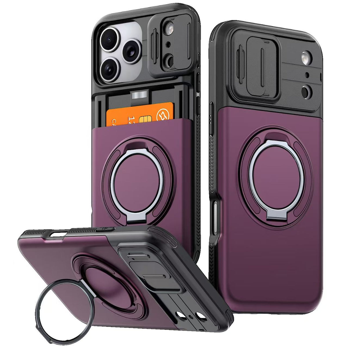 WalletShield Slide Card Holder Case with Magnetic Camera Lens Cover