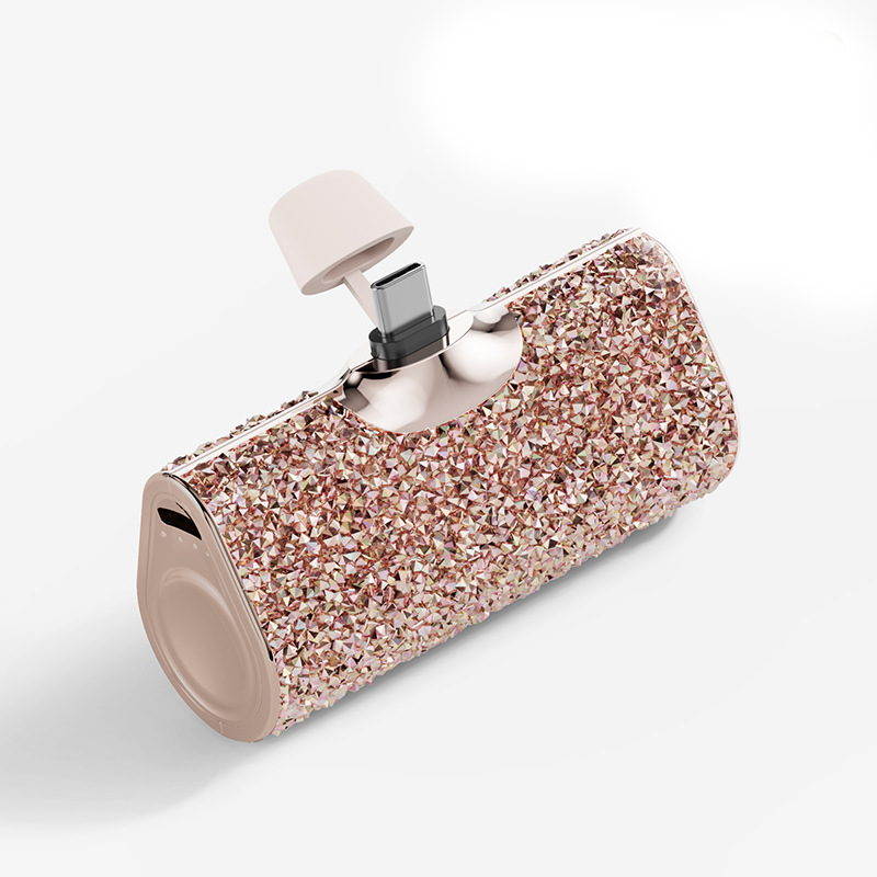 Gemergy Mini Power Bank – Lipstick Design, Crystal Accent & 4000mAh
