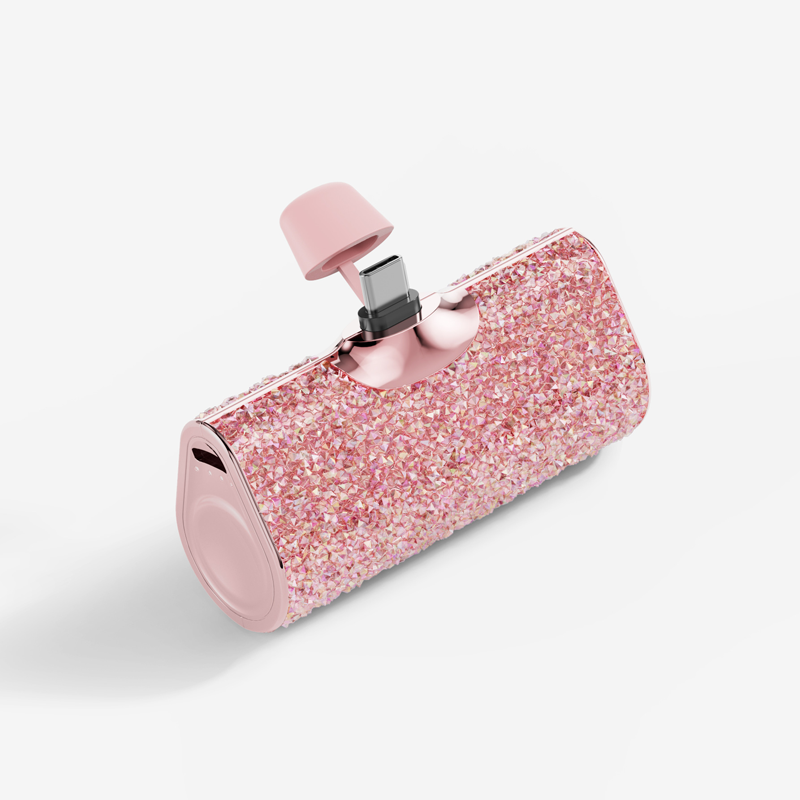 Gemergy Mini Power Bank – Lipstick Design, Crystal Accent & 4000mAh