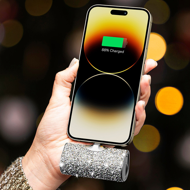 Gemergy Mini Power Bank – Lipstick Design, Crystal Accent & 4000mAh