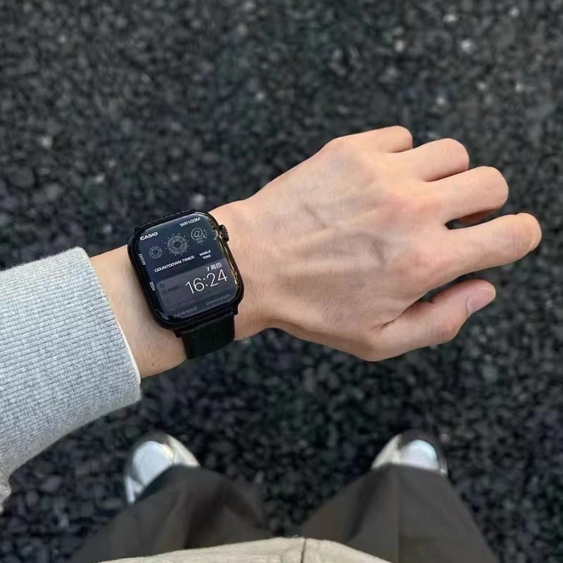 Lychee Pattern Leather Magnetic Buckle for Apple Watch Band