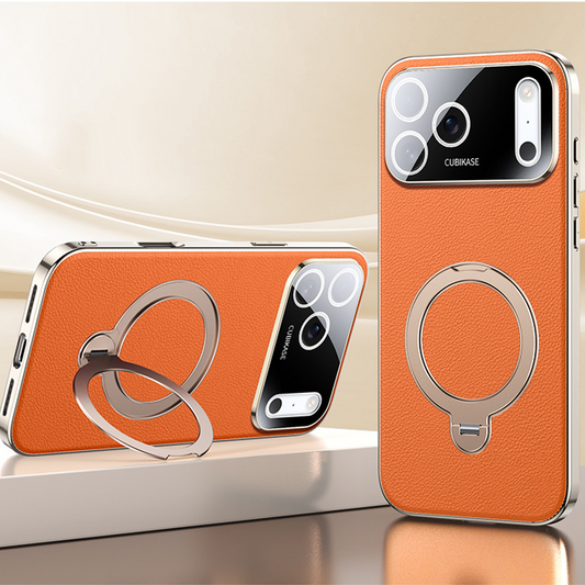 AurumSkin Stand Case – Premium Leather Texture & Magnetic Support