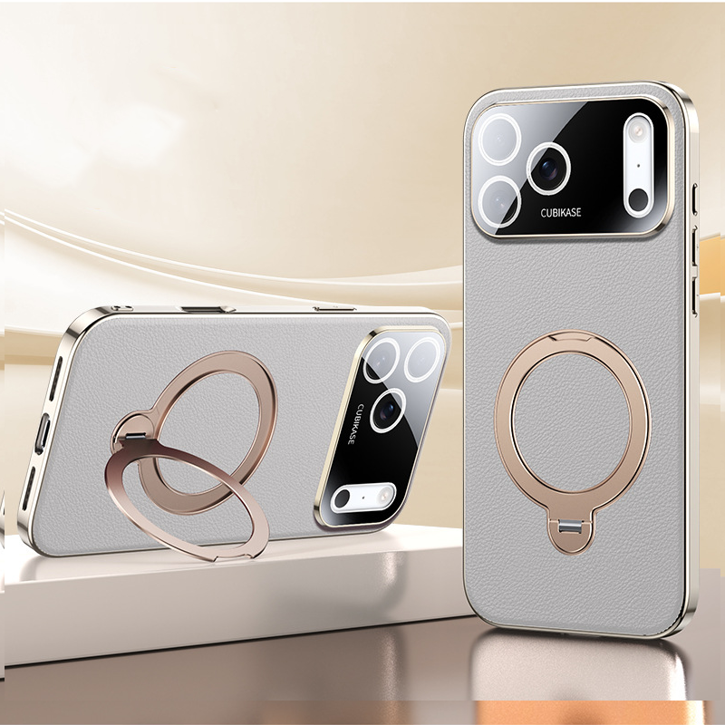 AurumSkin Stand Case – Premium Leather Texture & Magnetic Support