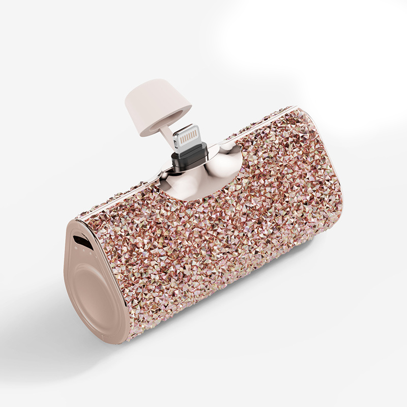 Gemergy Mini Power Bank – Lipstick Design, Crystal Accent & 4000mAh