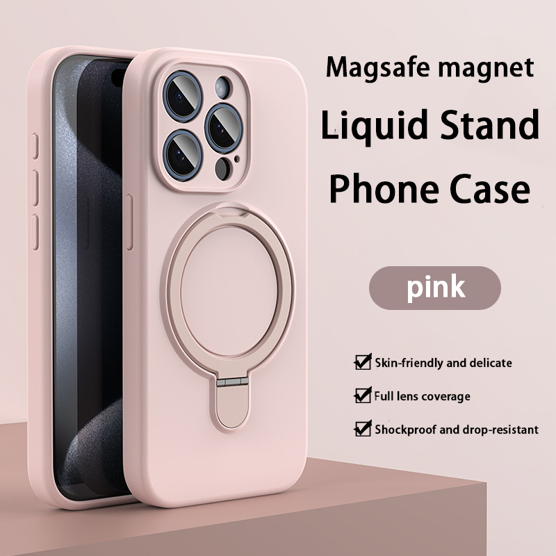 FlexGuard Liquid Silicone Case – Built-in Stand & MagSafe Compatible