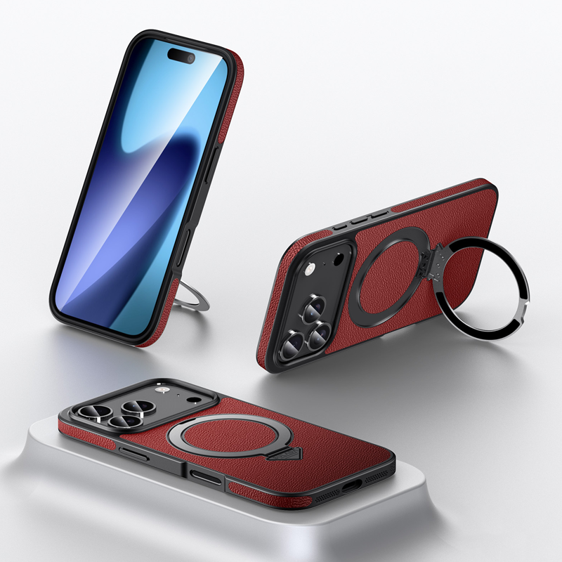 PrimeLuxe Magnetic Leather Case – Elegant Protection with Kickstand