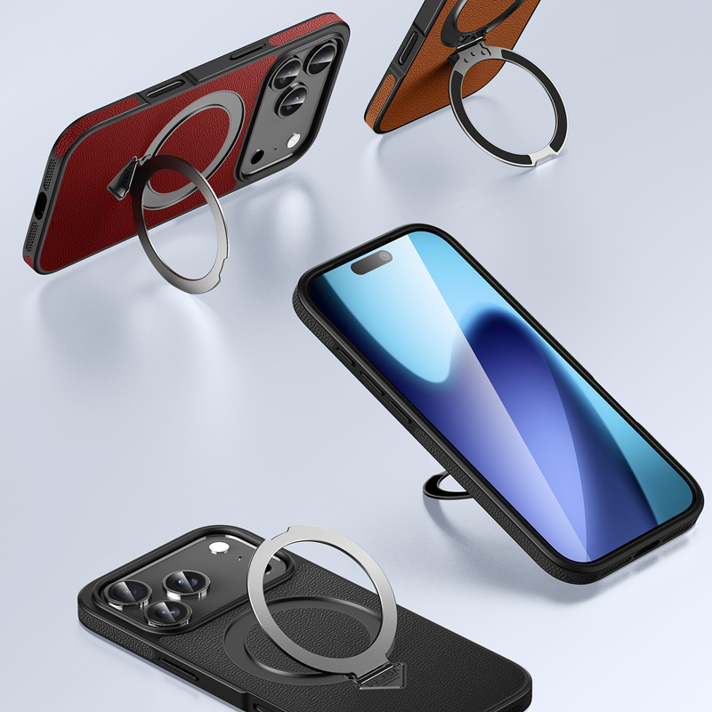 PrimeLuxe Magnetic Leather Case – Elegant Protection with Kickstand