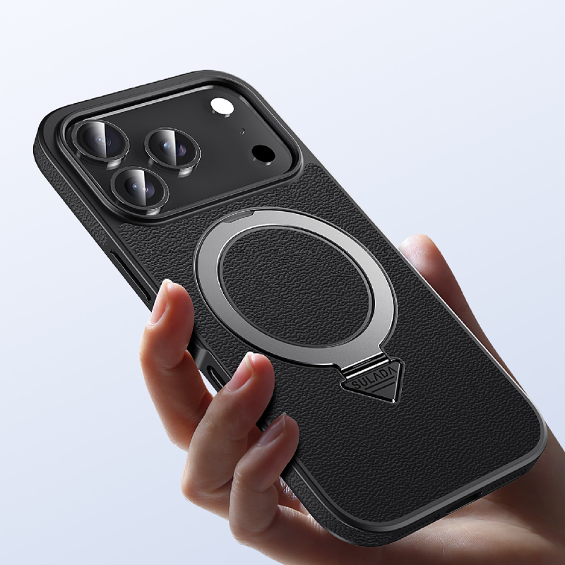 PrimeLuxe Magnetic Leather Case – Elegant Protection with Kickstand