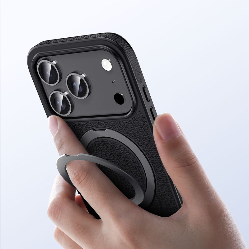 PrimeLuxe Magnetic Leather Case – Elegant Protection with Kickstand