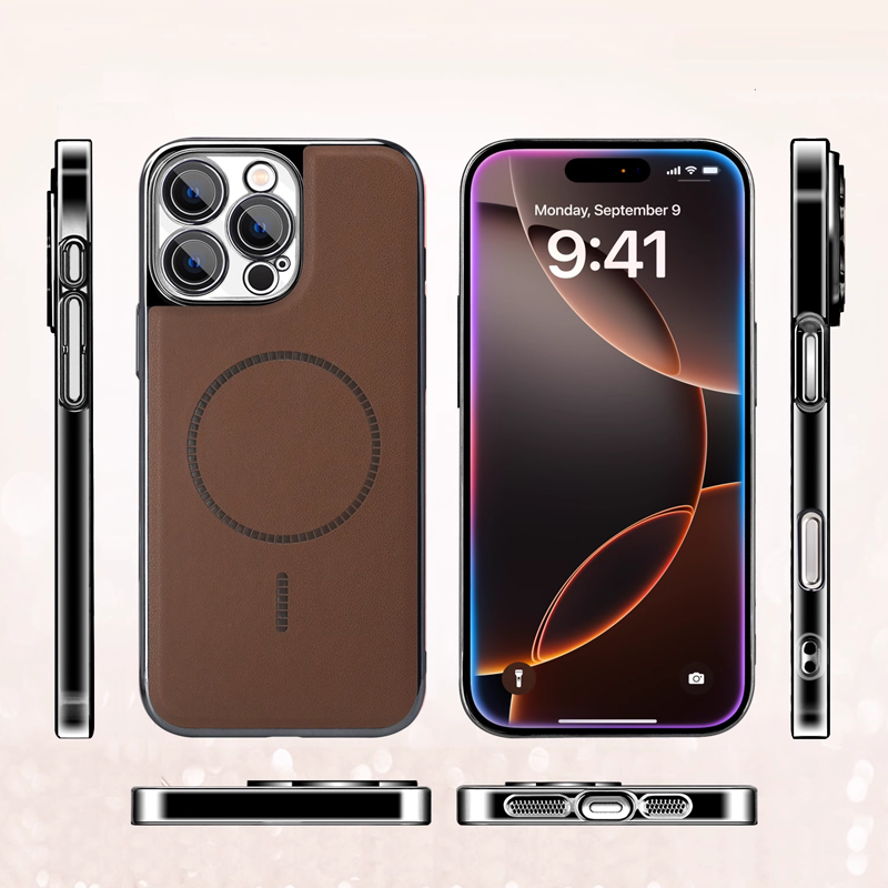 StealthMag Elite Leather Phone Case-Magnetic Compatible & Lens Protection