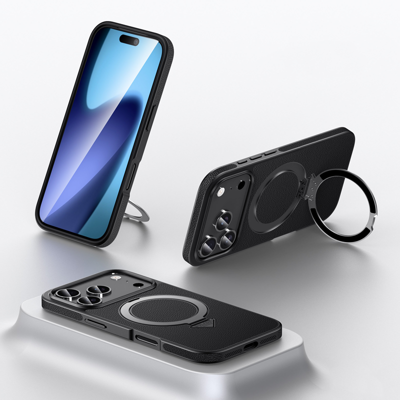 PrimeLuxe Magnetic Leather Case – Elegant Protection with Kickstand