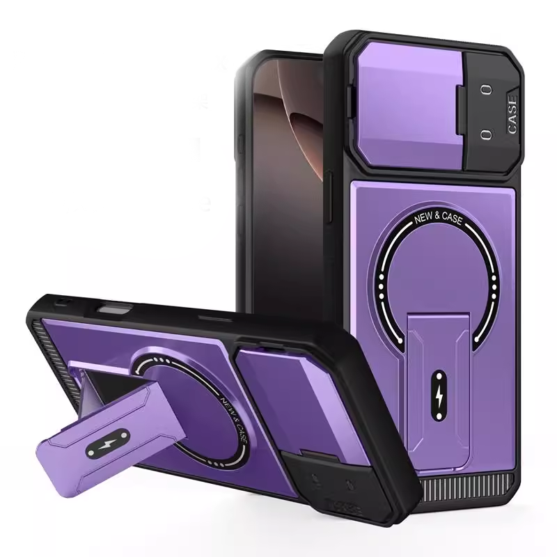 ArmorCore Mecha Stand Case – Magnetic Charging & Full Lens Shield