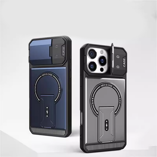 ArmorCore Mecha Stand Case – Magnetic Charging & Full Lens Shield