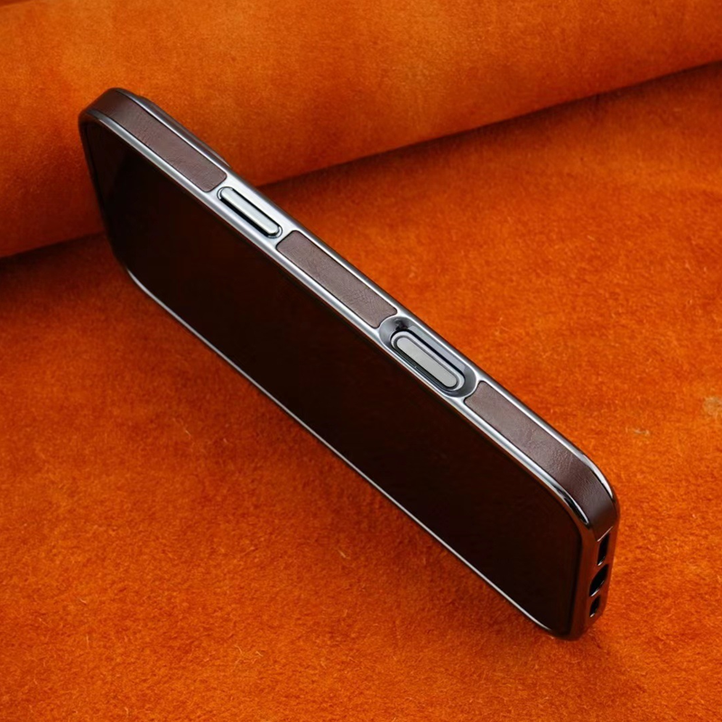 AurumLuxe Leather Kickstand Case – Premium Texture & MagSafe Support