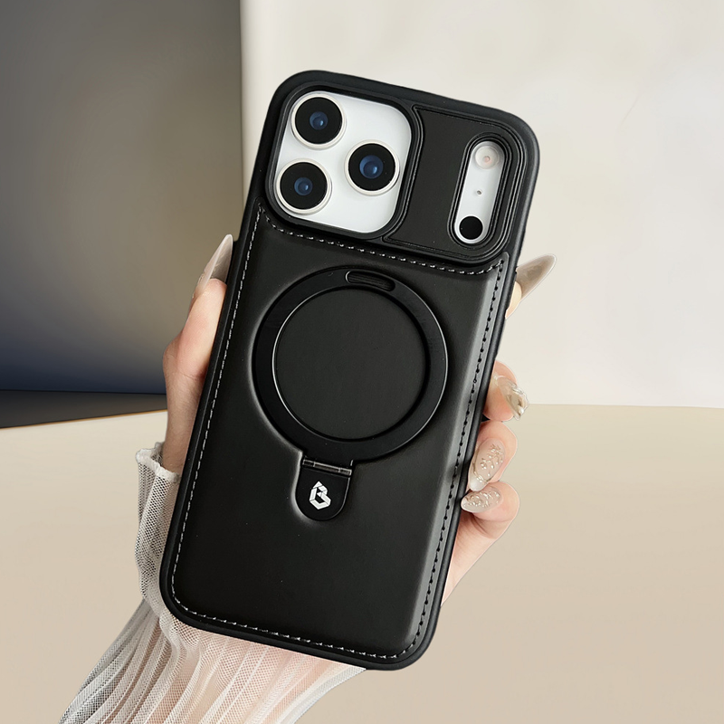 Full-Coverage Shockproof Leather Magnetic Stand iPhone Case
