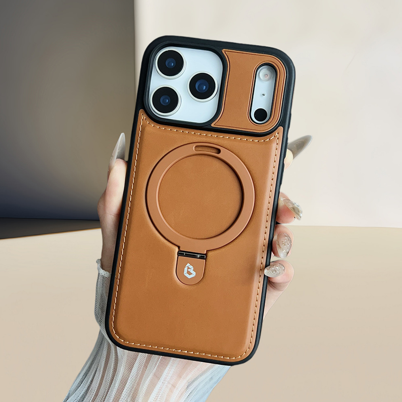 Full-Coverage Shockproof Leather Magnetic Stand iPhone Case