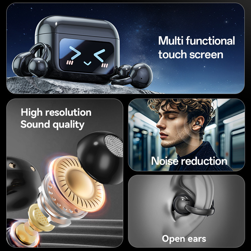 Ai Smart Ear Clip Earphones – Screen Control & Ultra-Long Battery
