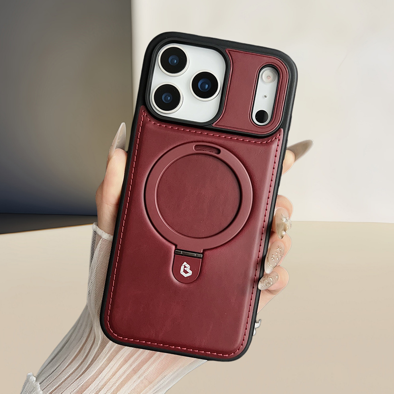 Full-Coverage Shockproof Leather Magnetic Stand iPhone Case