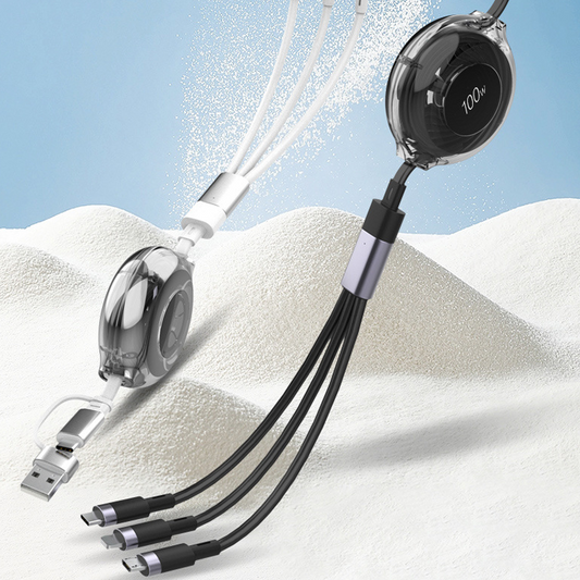 FlexiCharge Pro Cable – Retractable Design, Multi-Port & Fast Charging