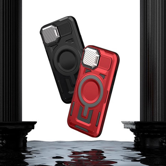 VulcanForce Tactical Mecha Case – Rugged Stand, MagSafe Ready & Camera Armor Design