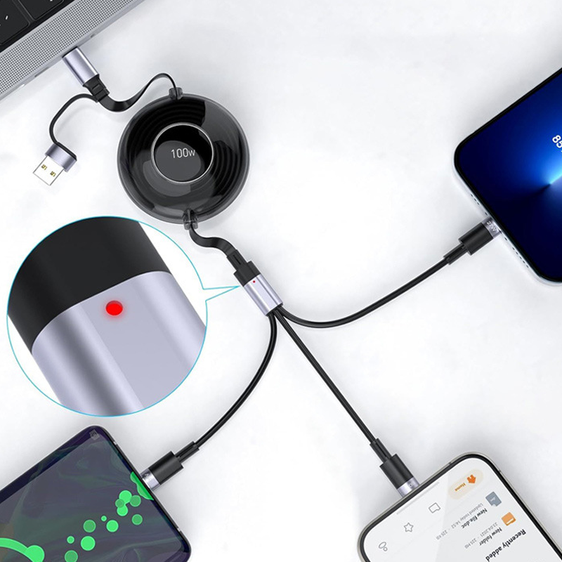 FlexiCharge Pro Cable – Retractable Design, Multi-Port & Fast Charging