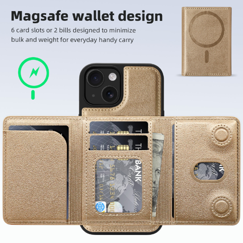 VaultSkin Multi-Function Wallet Phone Case – Magnetic Charging & Stand Function