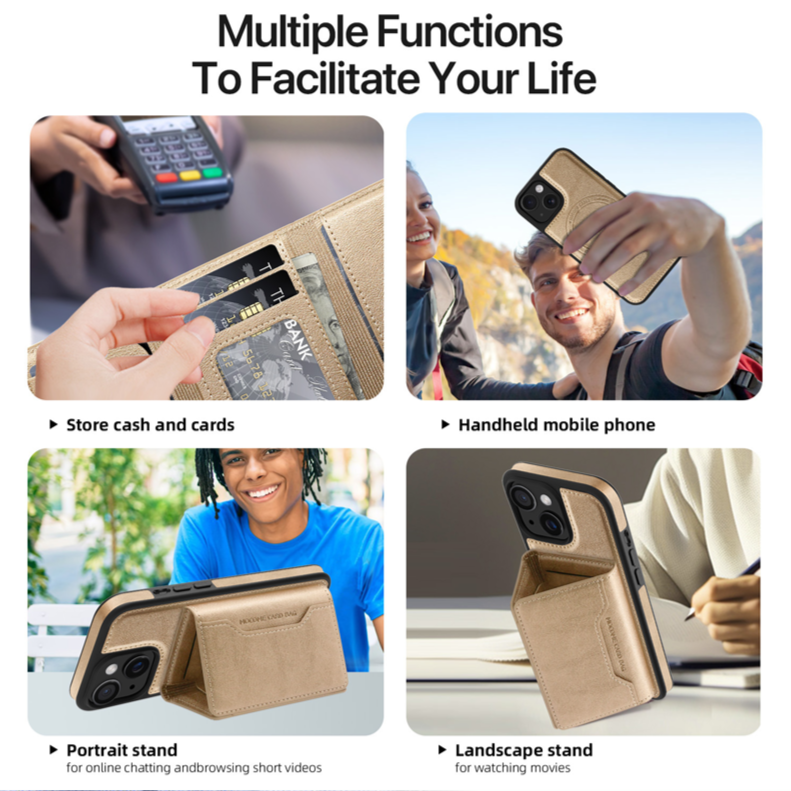 VaultSkin Multi-Function Wallet Phone Case – Magnetic Charging & Stand Function