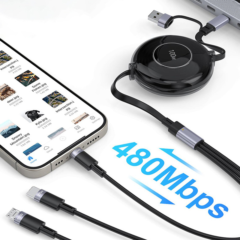 FlexiCharge Pro Cable – Retractable Design, Multi-Port & Fast Charging