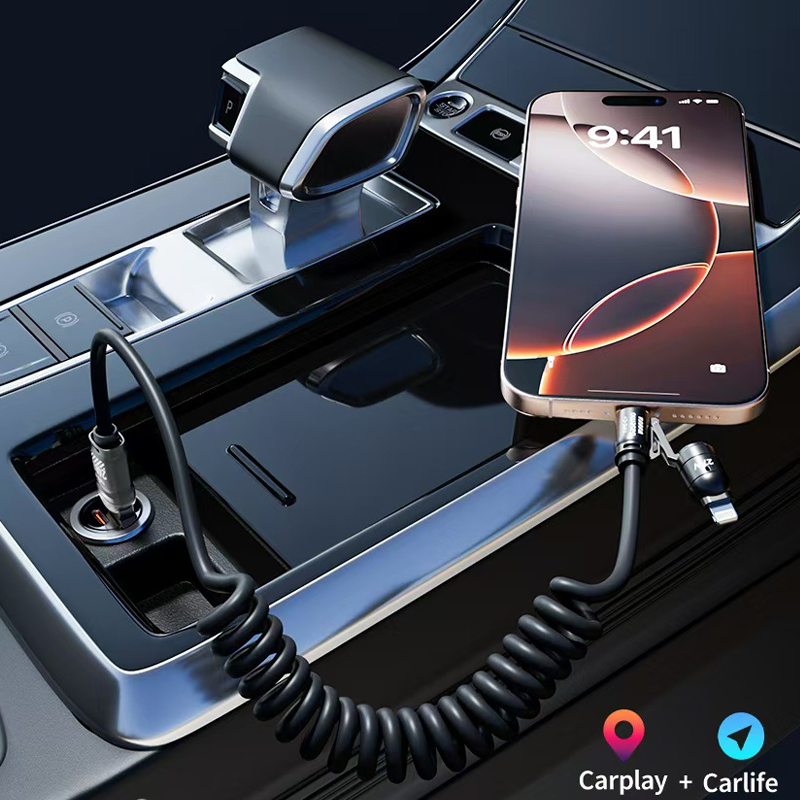 TrustCore 4-in-1 Spring Cable – 240W Ultra-Fast Charging, CarPlay Ready